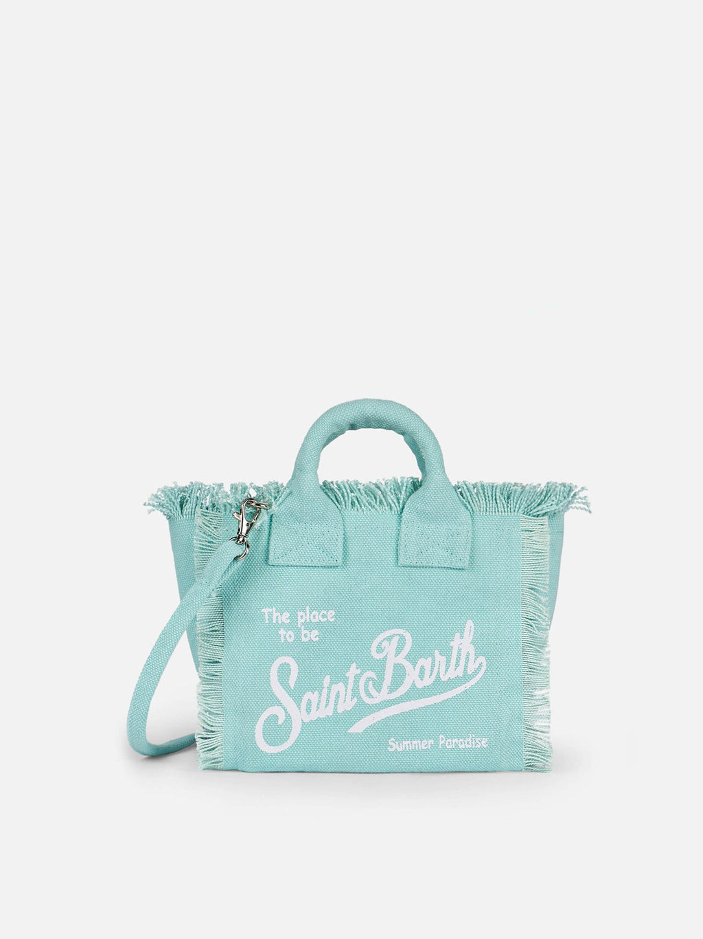 Bolso mini Vanity en lona de algodón verde agua