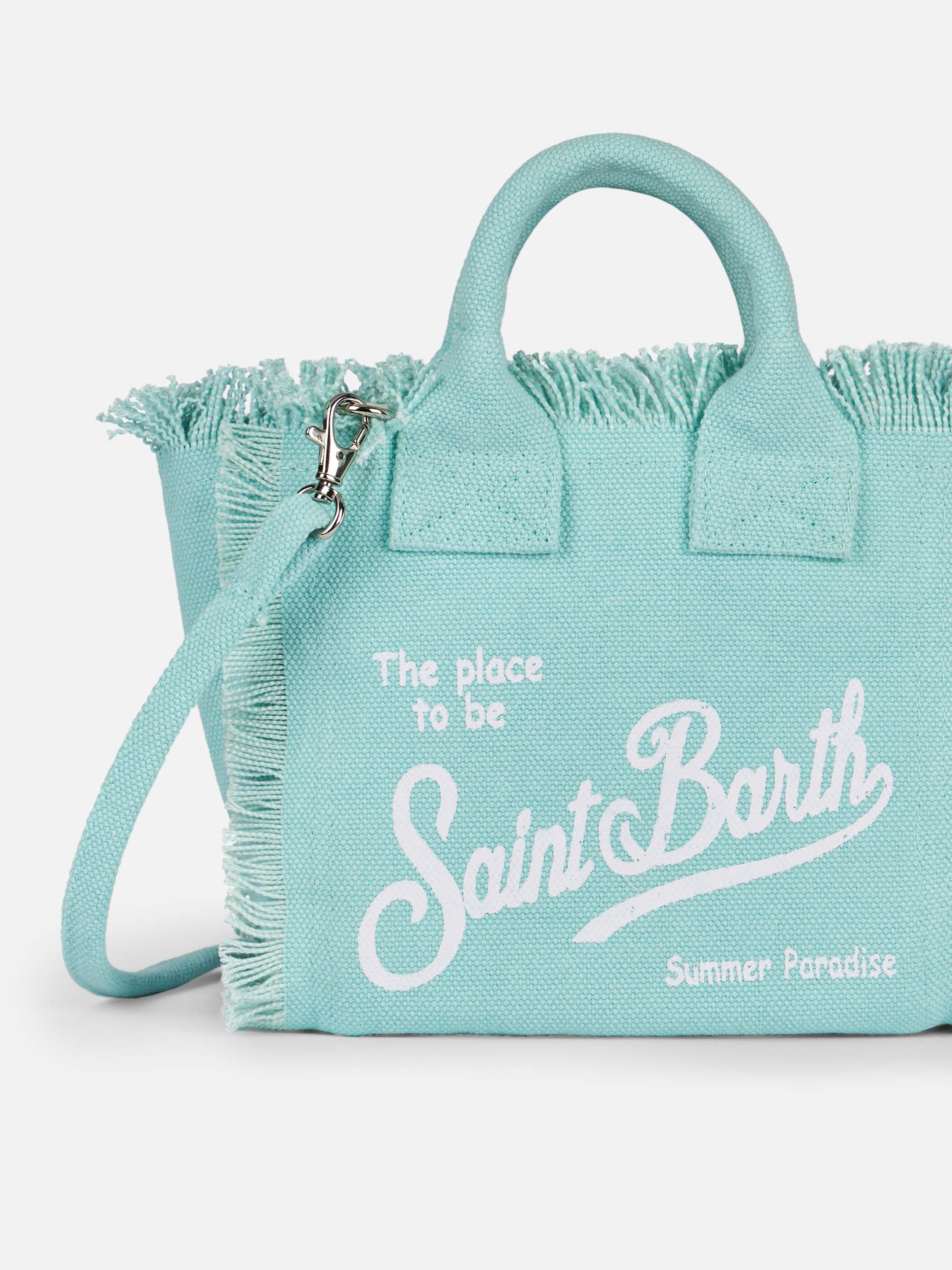 Bolso mini Vanity en lona de algodón verde agua