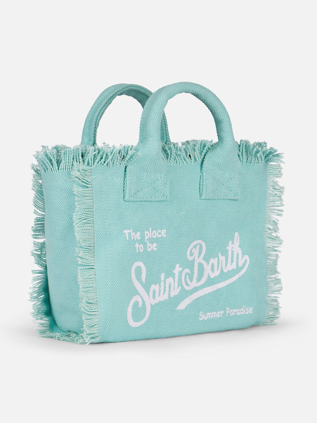Bolso mini Vanity en lona de algodón verde agua