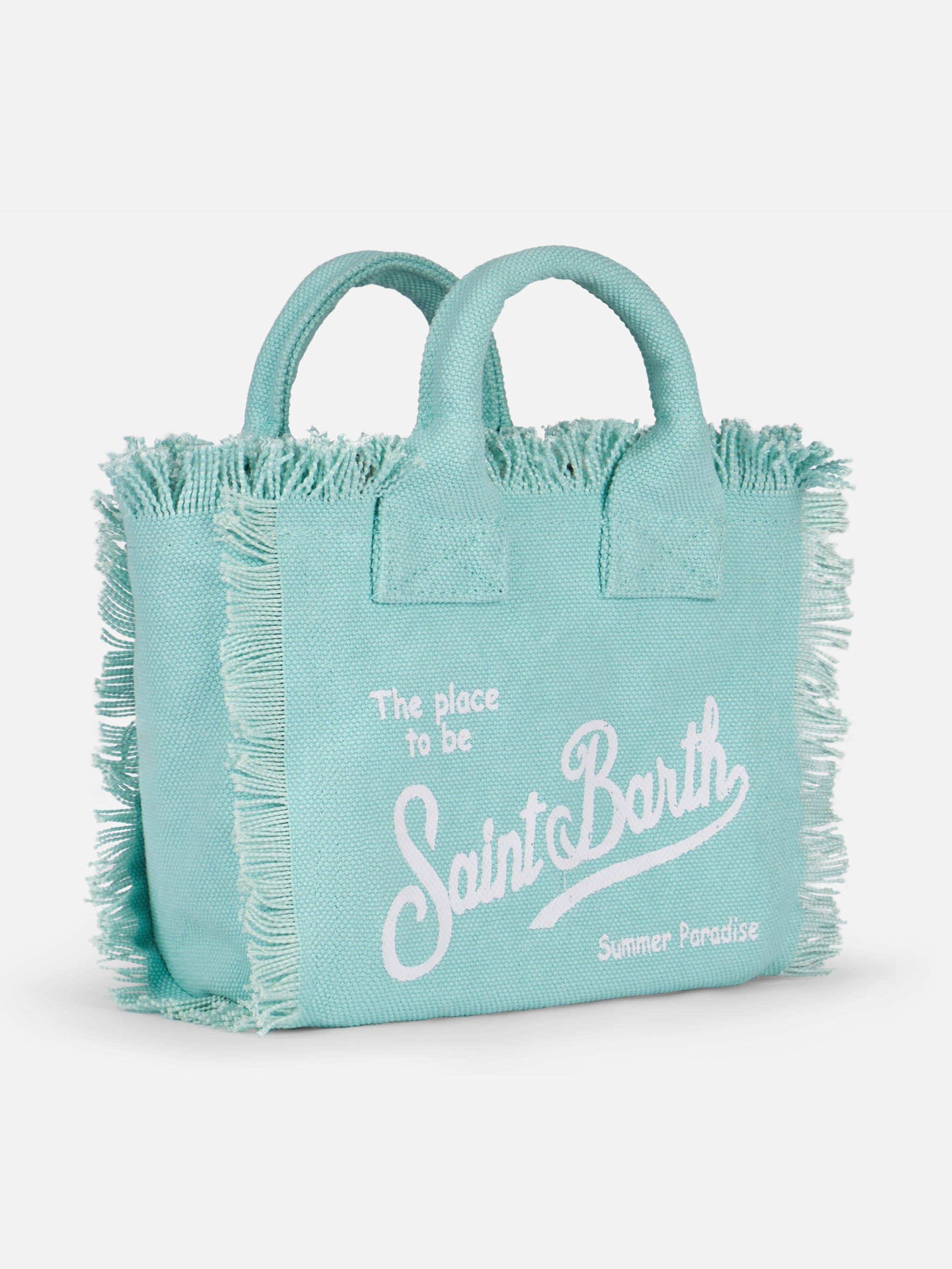 Bolso mini Vanity en lona de algodón verde agua