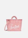 Bolsa mini Vanity de lona de algodón rosa