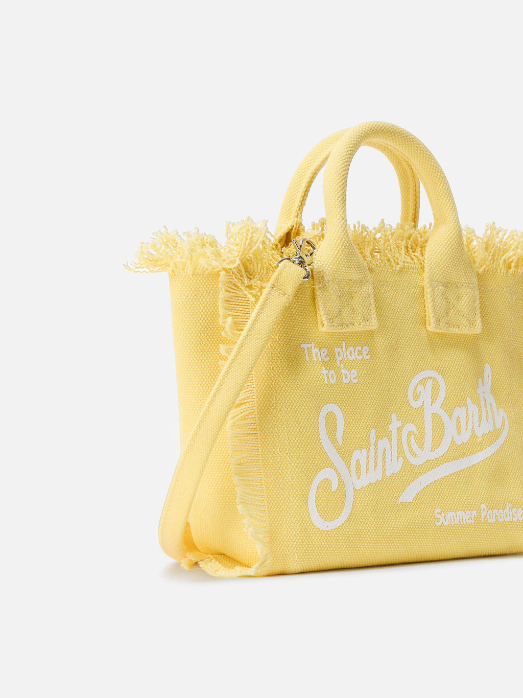 Bolso de maquillaje mini de lona color amarillo claro, liso
