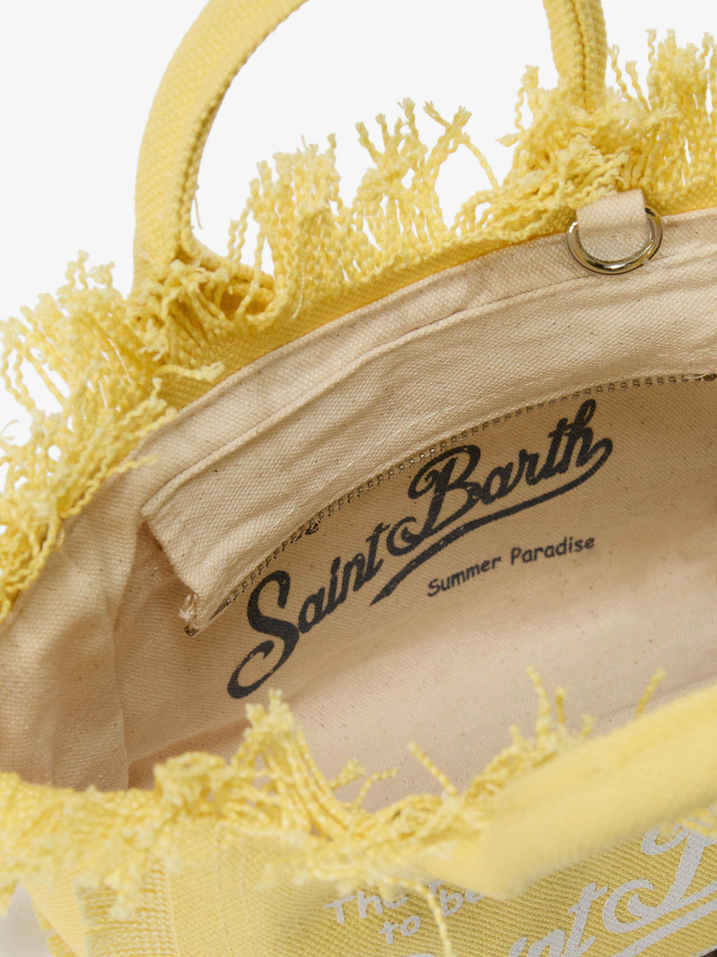 Bolso de maquillaje mini de lona color amarillo claro, liso