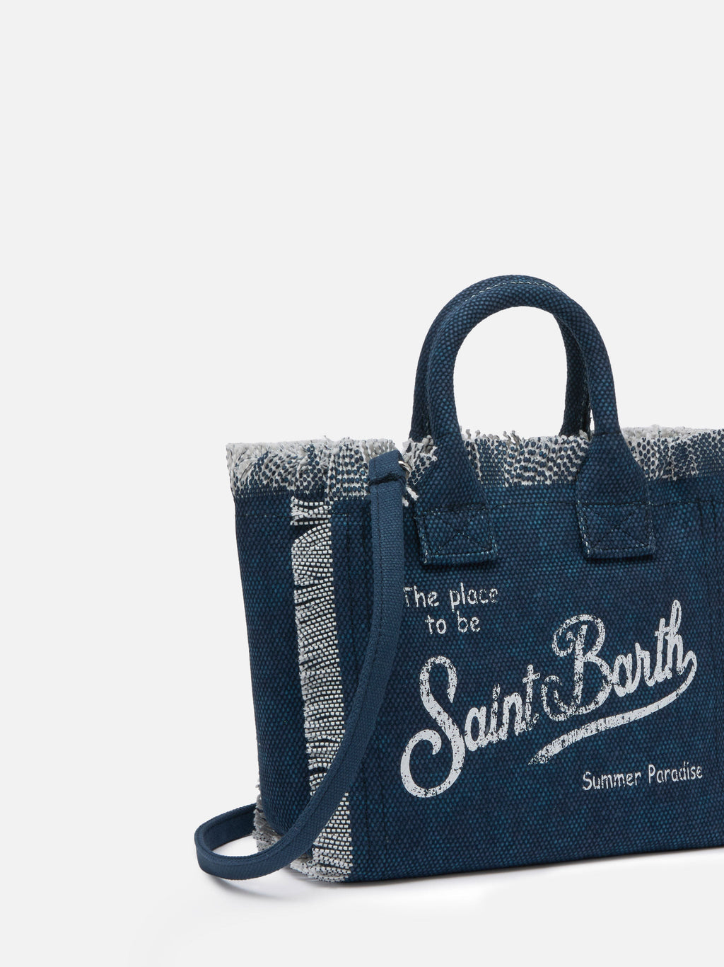 Bolso Mini Vanity en lona de algodón índigo