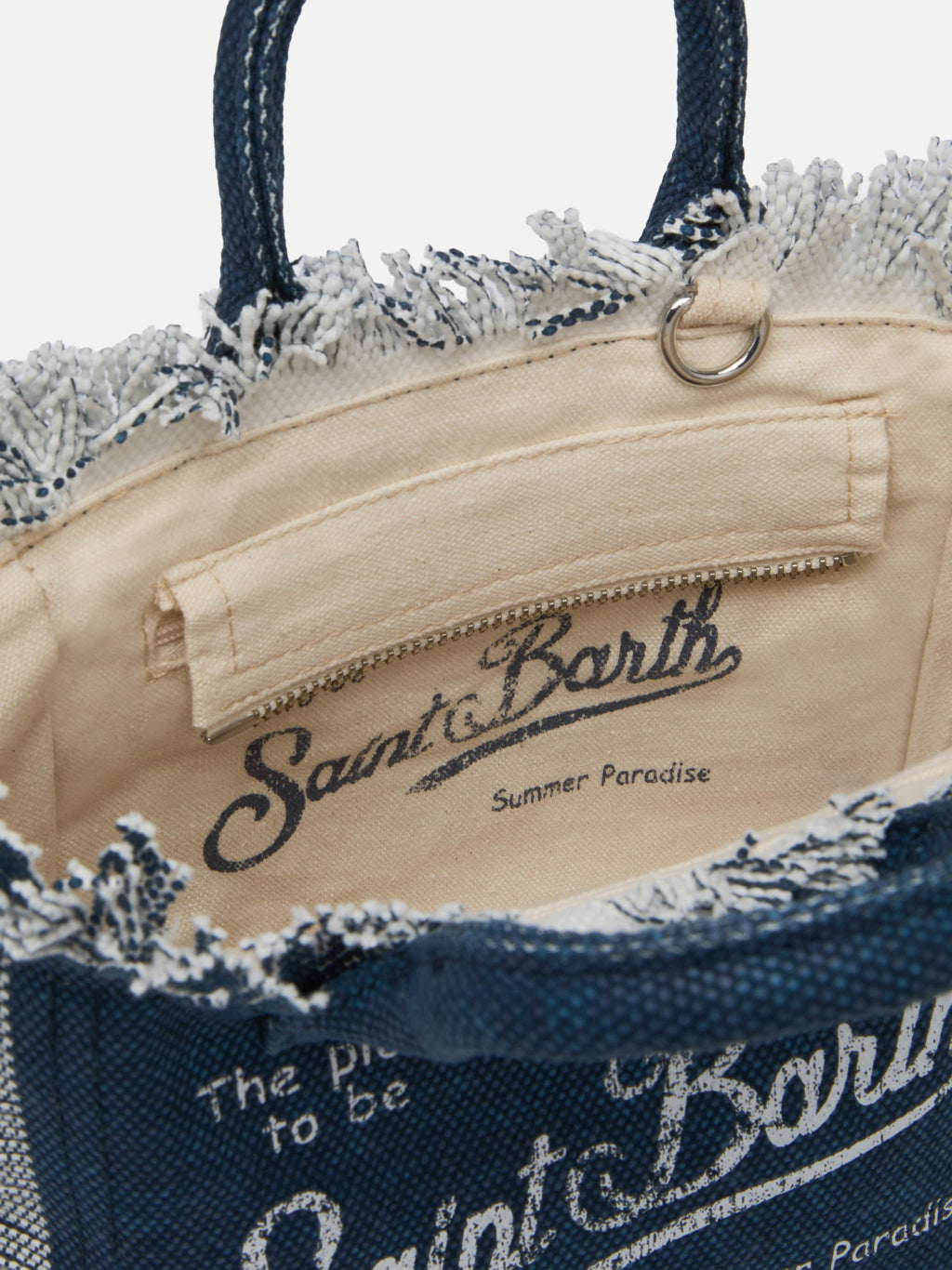 Bolso Mini Vanity en lona de algodón índigo