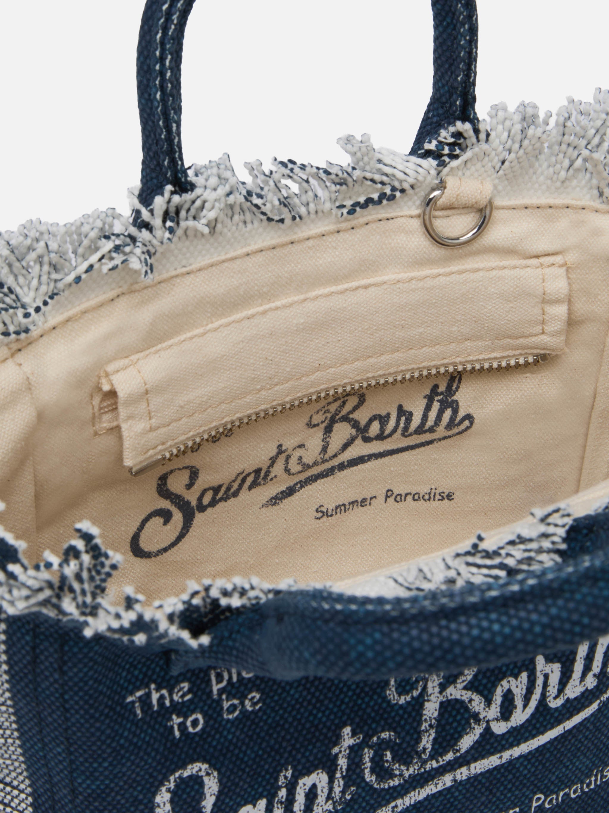 Bolso Mini Vanity en lona de algodón índigo