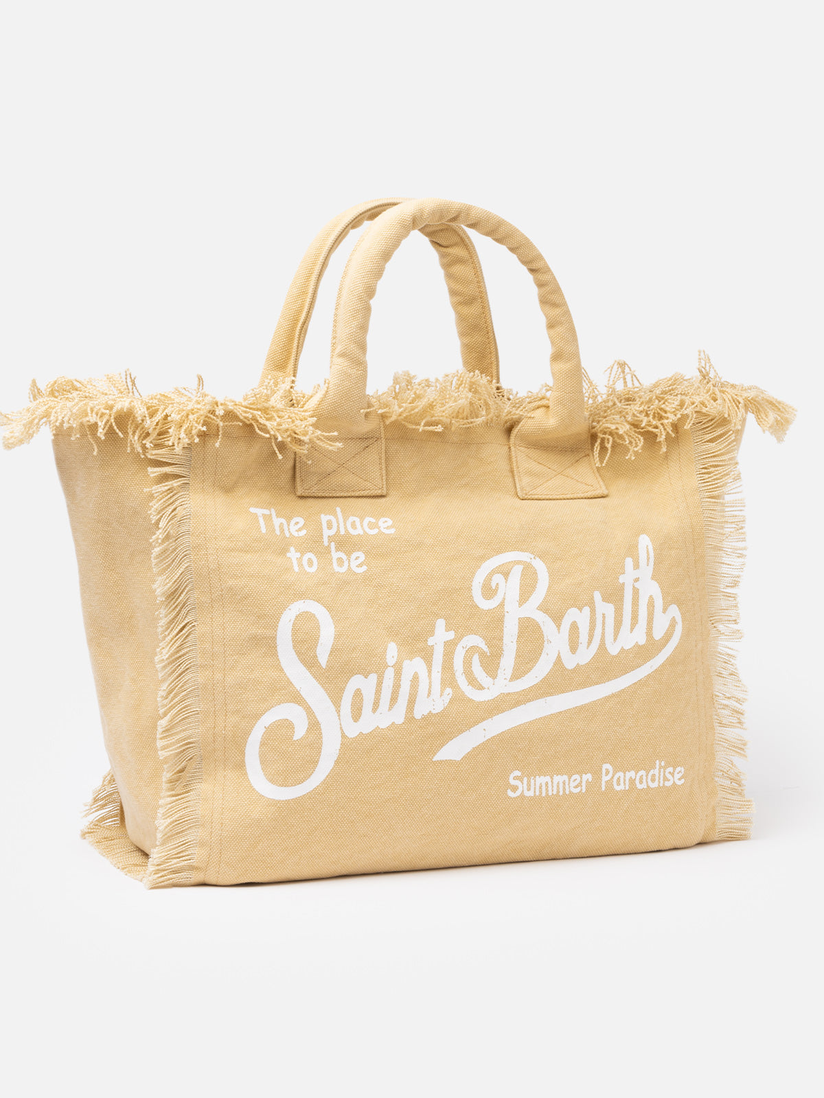 Bolso de hombro Vanity en lona de algodón beige