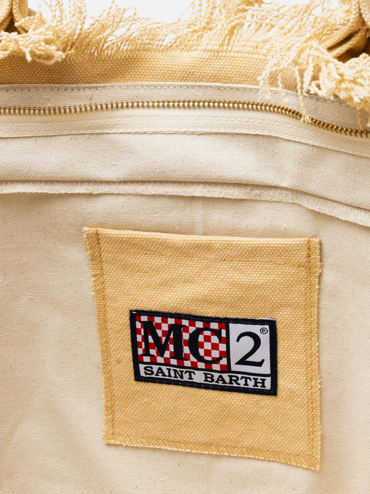 Bolso de hombro Vanity en lona de algodón beige