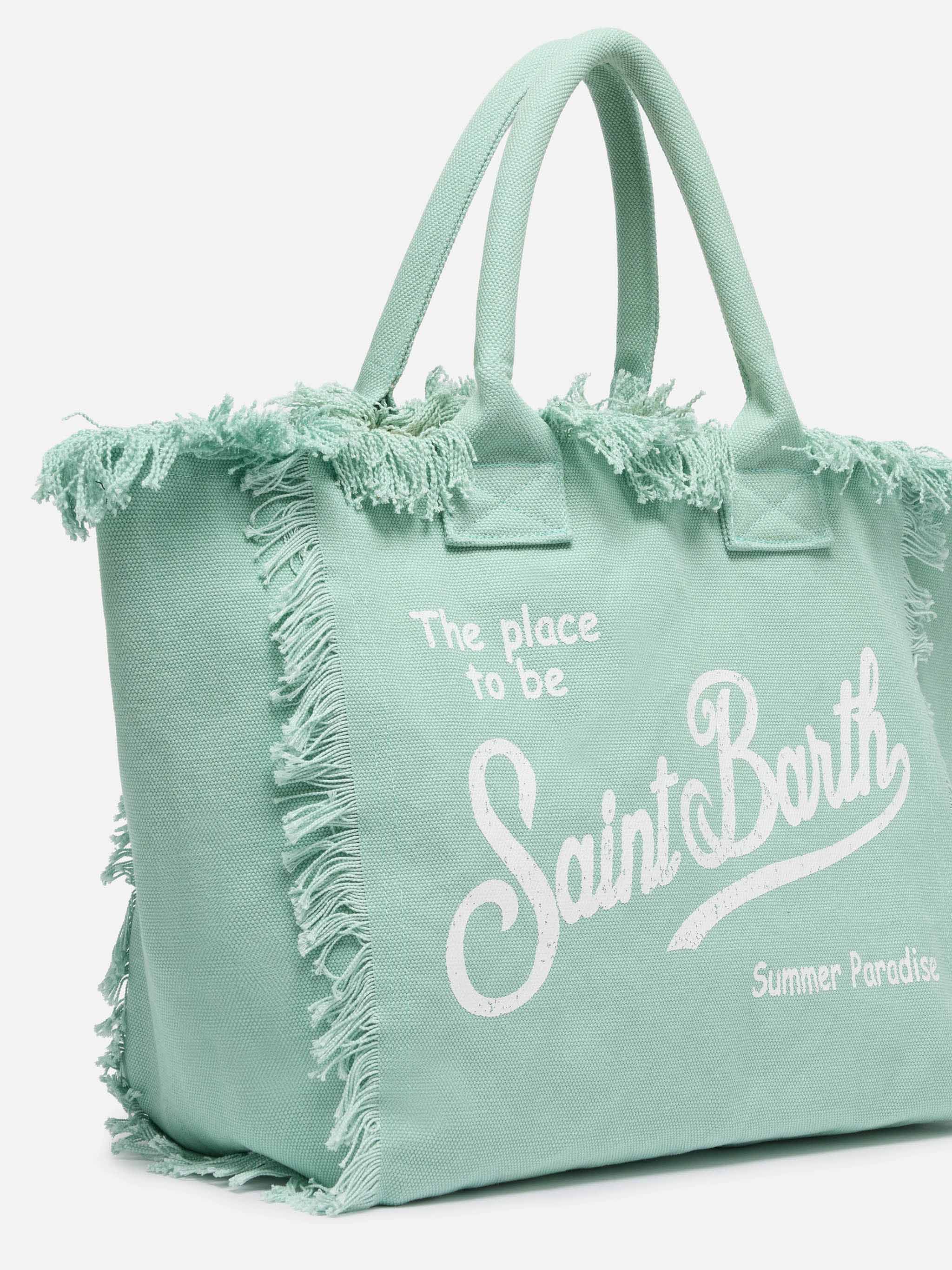 Bolso de hombro Vanity en lona de algodón verde salvia