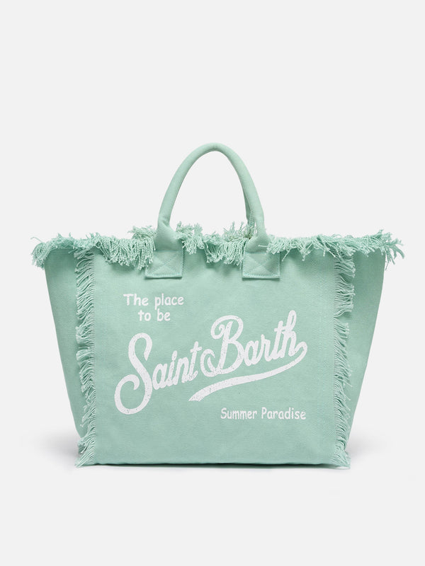 Bolso de hombro Vanity en lona de algodón verde salvia