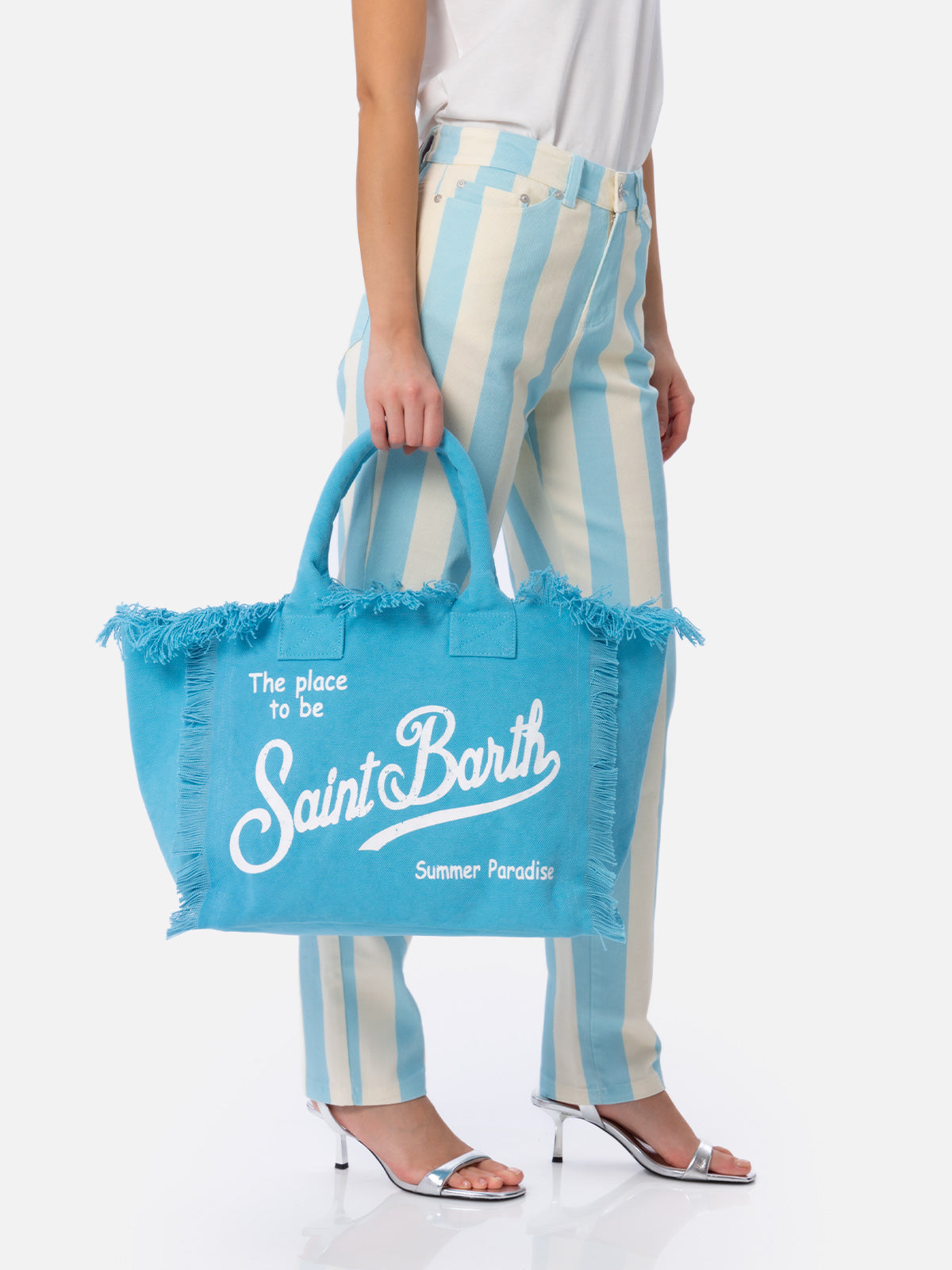 Bolso de hombro Vanity en lona de algodón azul