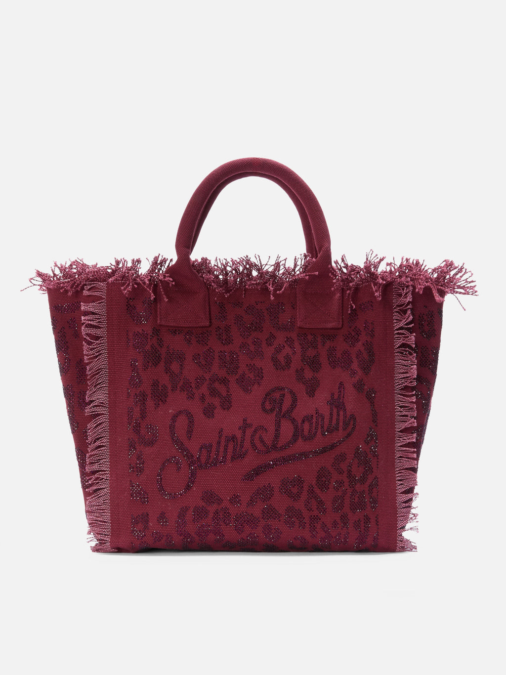Bolso Vanity de tamaño regular en lona leopardada con strass