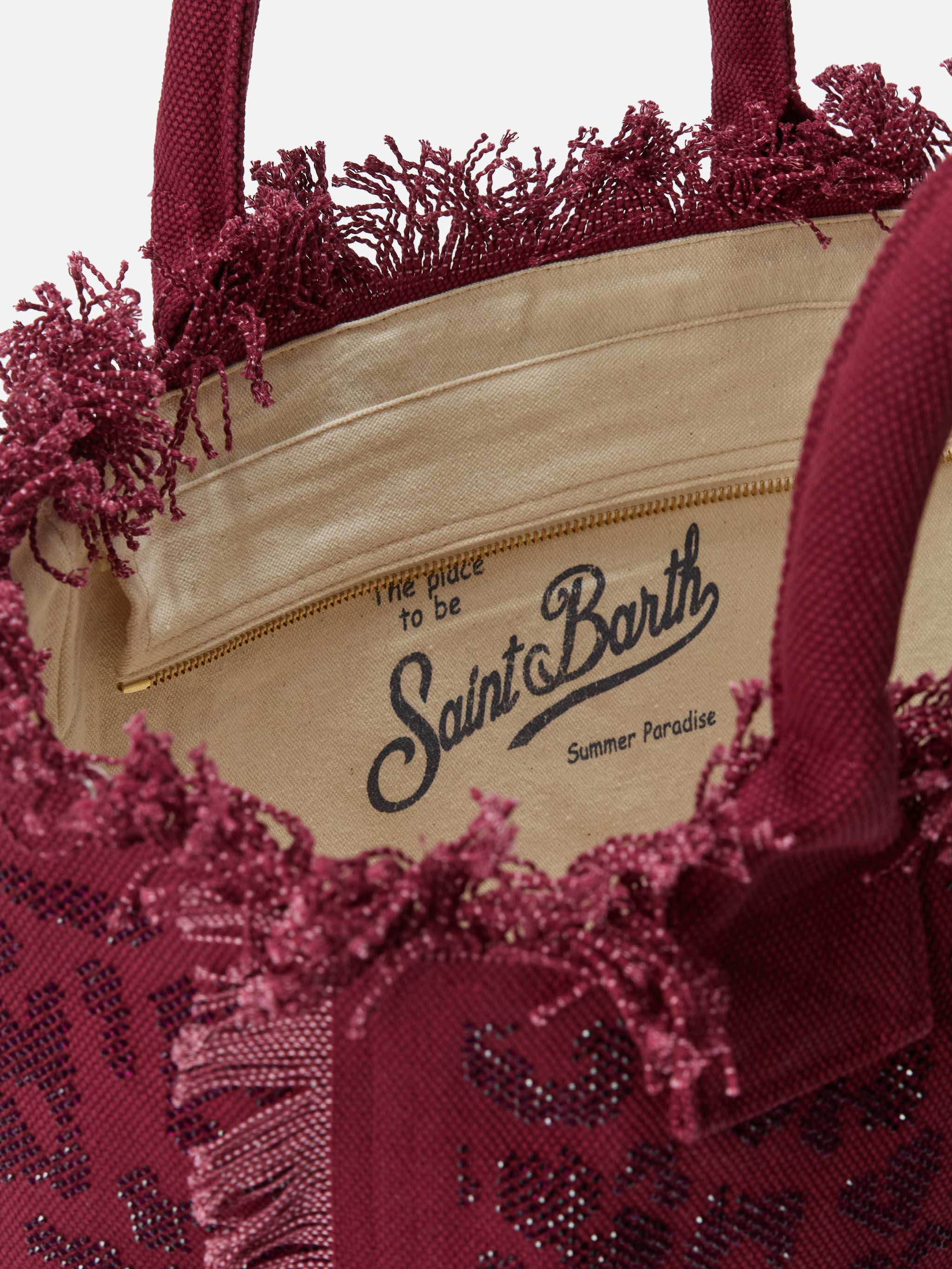 Bolso Vanity de tamaño regular en lona leopardada con strass