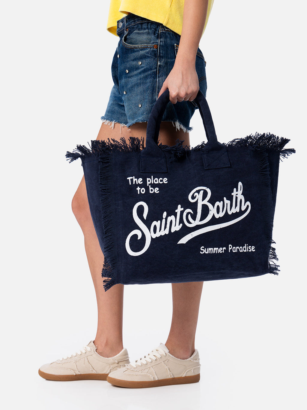 Bolso de hombro Vanity en lona de algodón azul marino