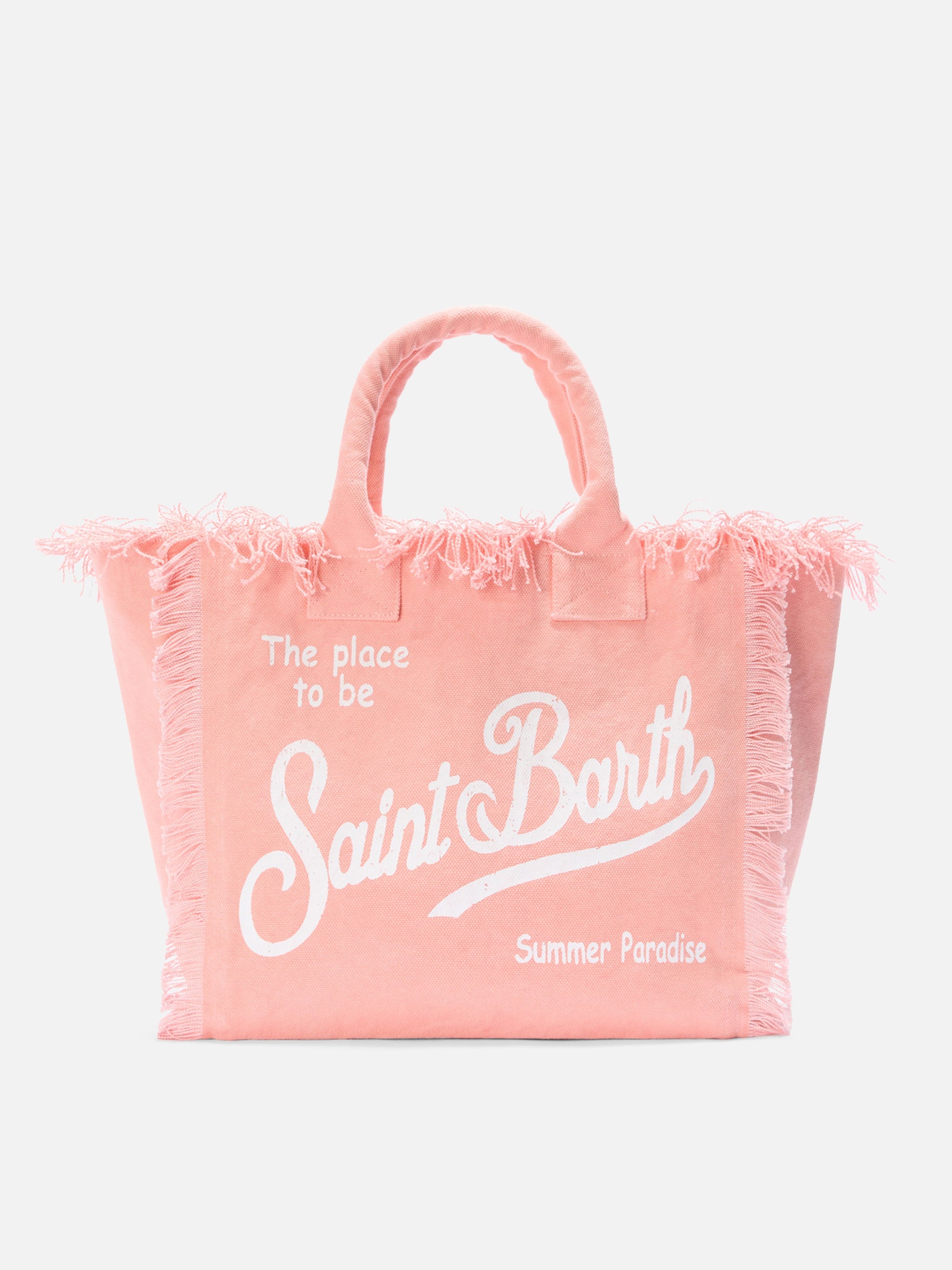 Bolso Vanity talla regular naranja de lona con flecos