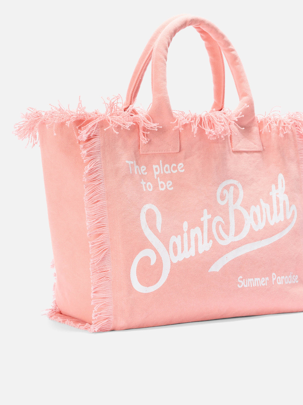 Bolso Vanity talla regular naranja de lona con flecos