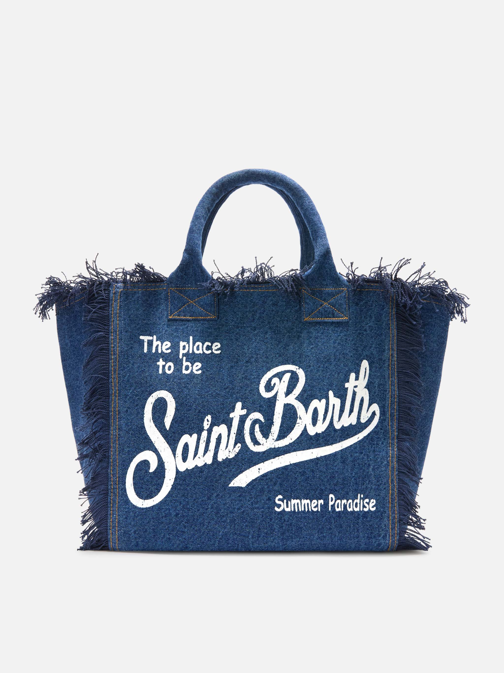 Bolso Vanity de talla regular en denim lavado oscuro