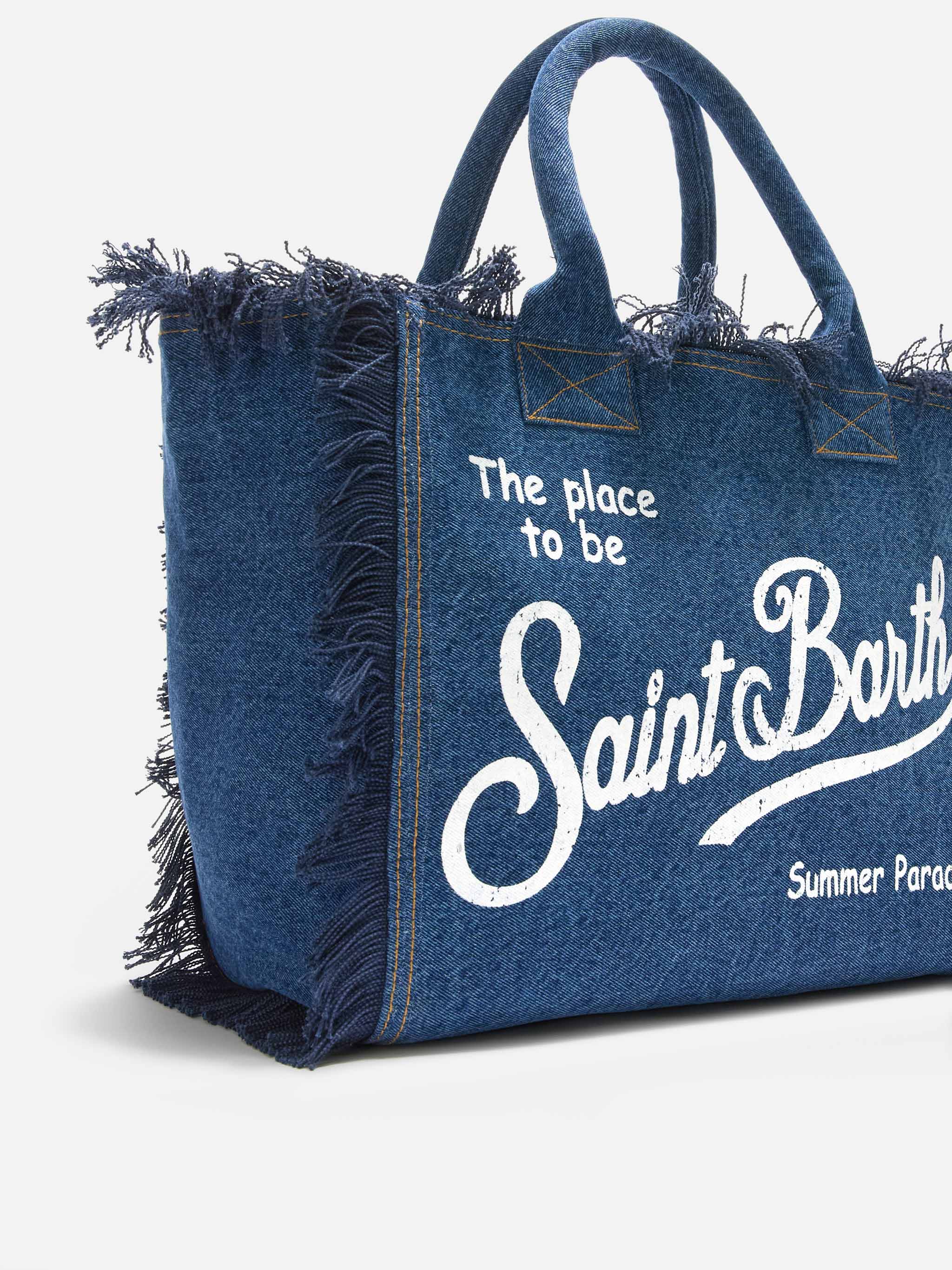 Bolso Vanity de talla regular en denim lavado oscuro