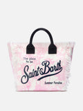 Bolso Vanity regular en lienzo con estampado Toile de Jouy rosa