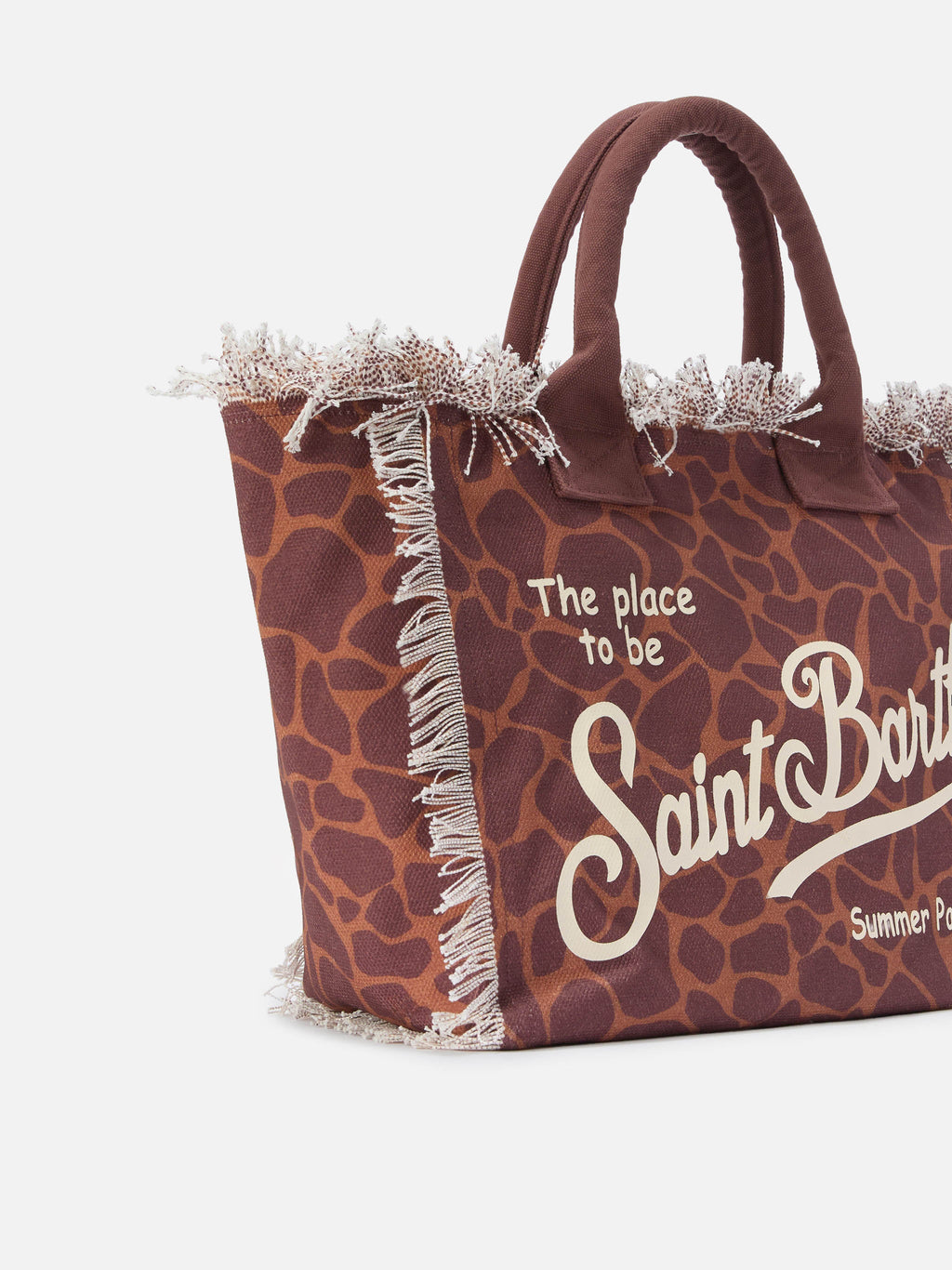 Bolso Vanity de tamaño regular en lona con estampado animal marrón