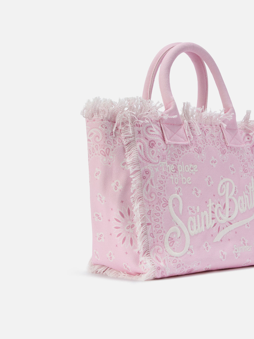 Bolso Vanity regular en lona rosa con estampado bandana