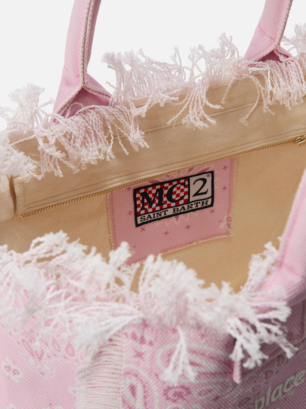 Bolso Vanity regular en lona rosa con estampado bandana