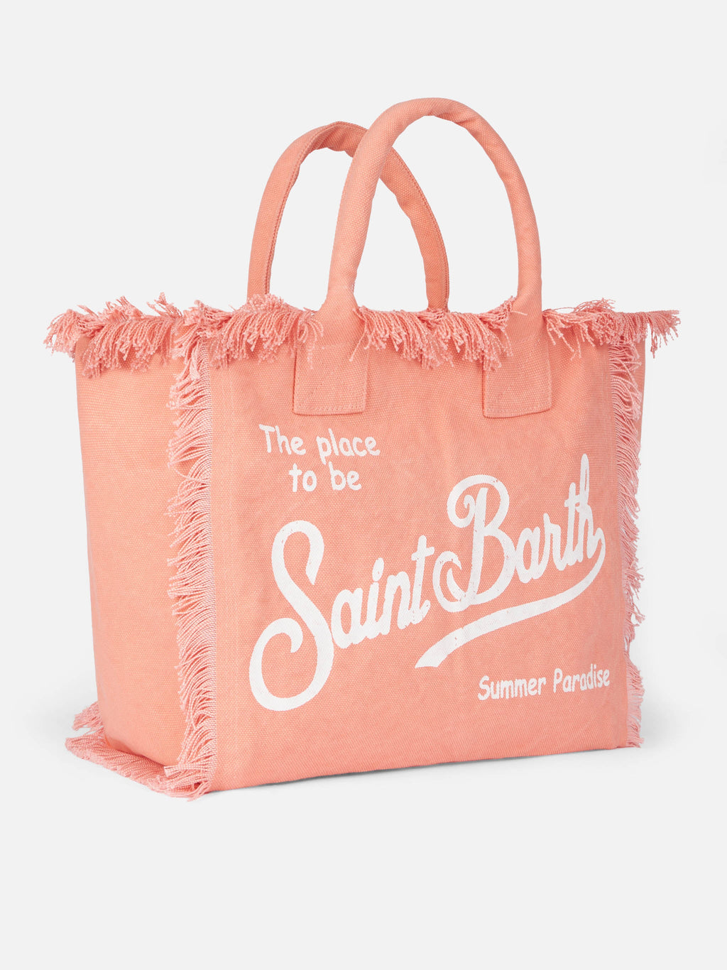 Bolso tote Vanity de tela de algodón color durazno