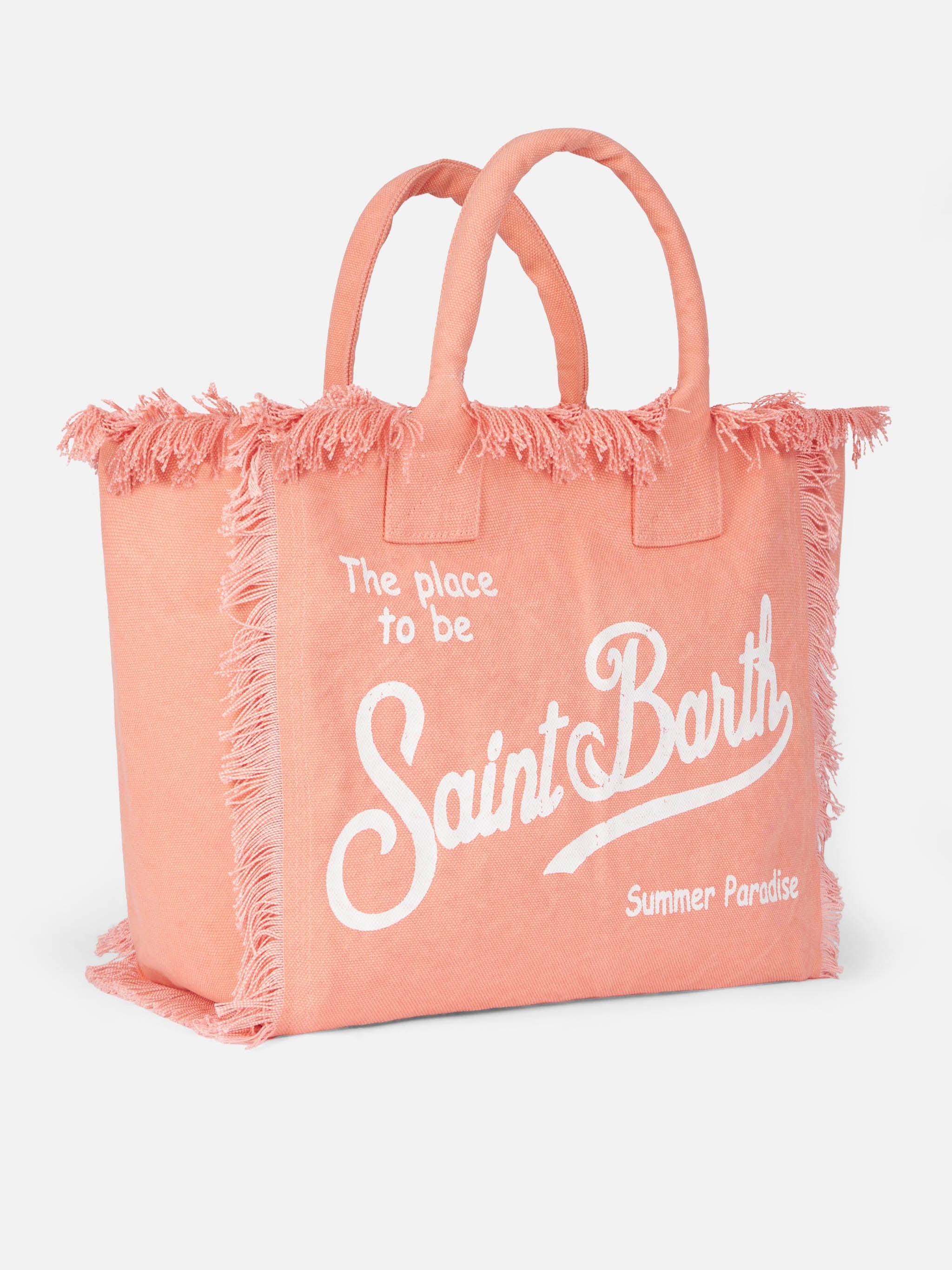 Bolso tote Vanity de tela de algodón color durazno