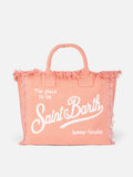 Bolso tote Vanity de tela de algodón color durazno