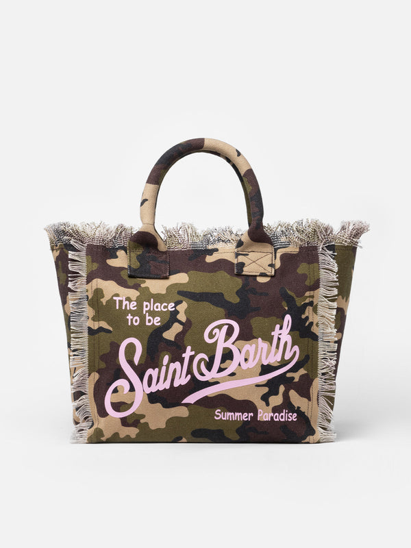 Bolso de hombro Vanity en lona de algodón con estampado camuflaje