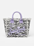 Bolso de hombro Vanity en lona de algodón con estampado de cebra