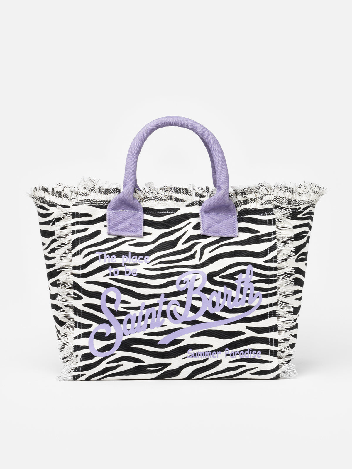 Bolso de hombro Vanity en lona de algodón con estampado de cebra