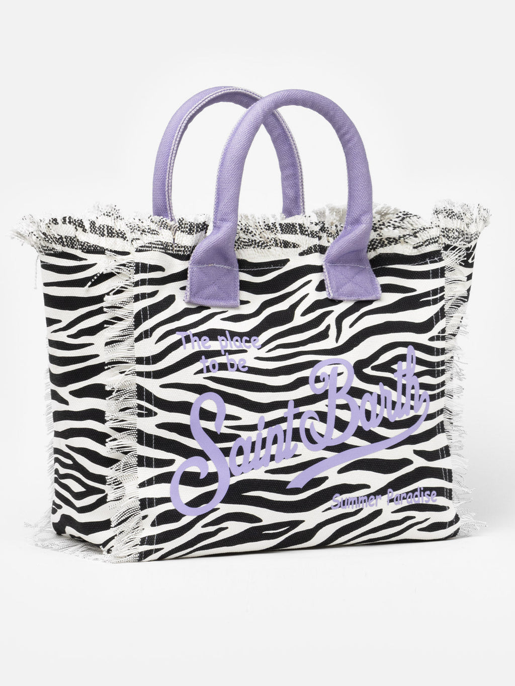 Bolso de hombro Vanity en lona de algodón con estampado de cebra