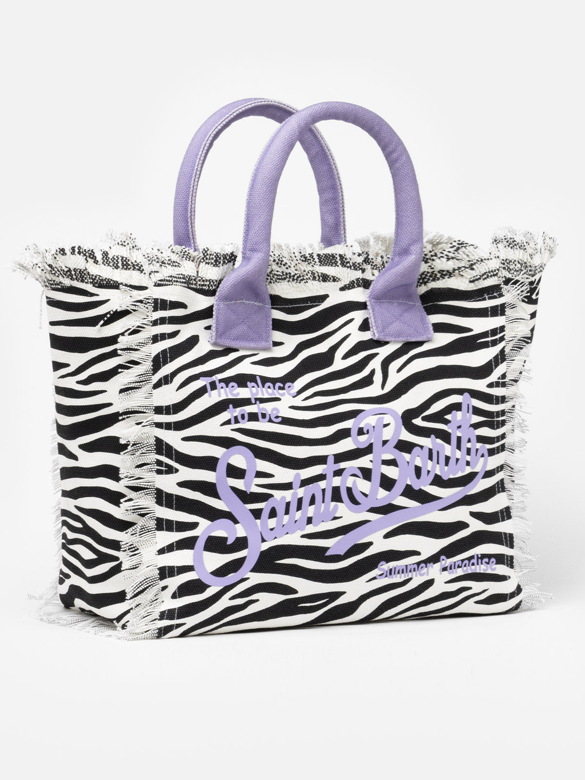 Bolso de hombro Vanity en lona de algodón con estampado de cebra