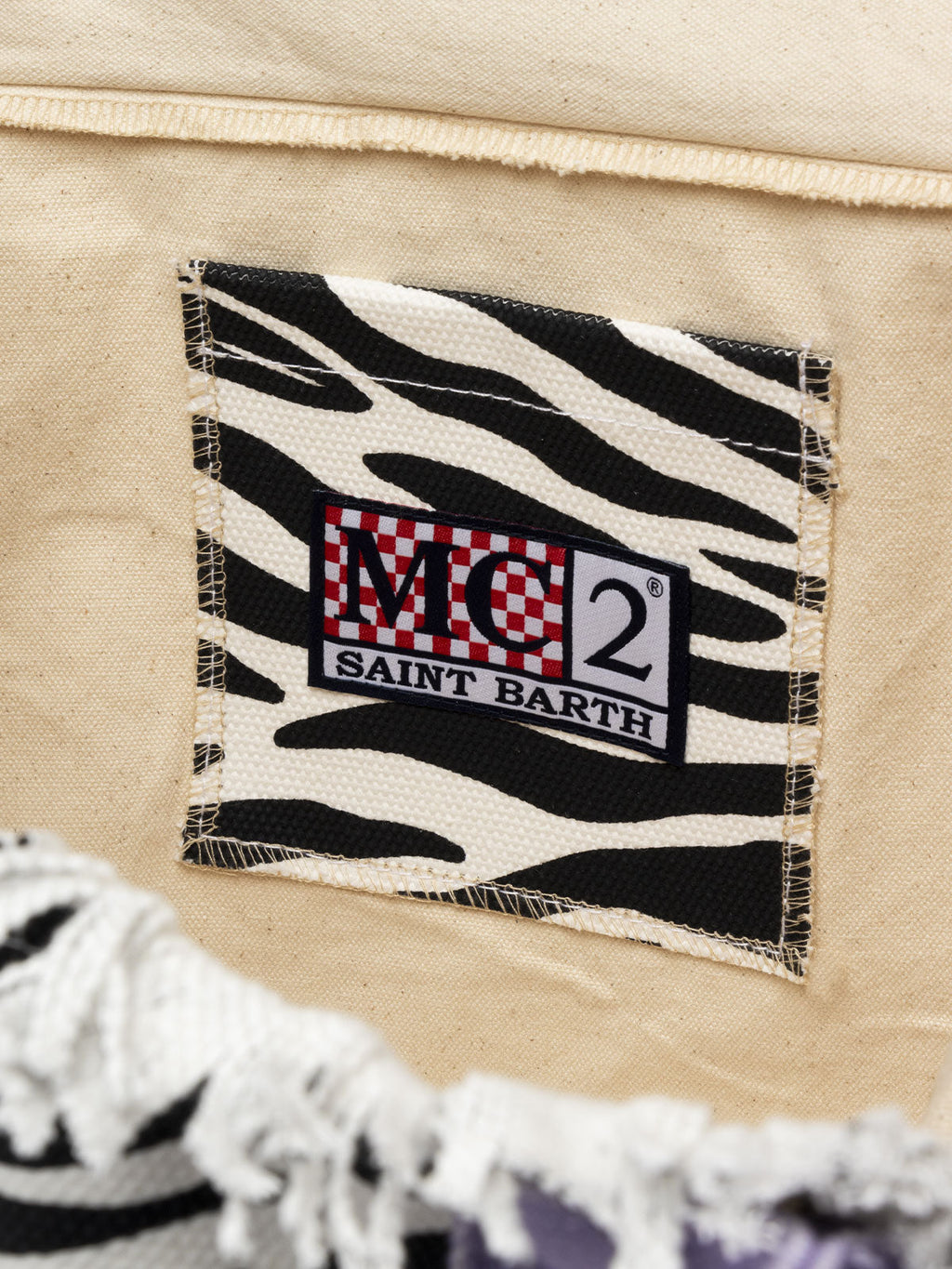 Bolso de hombro Vanity en lona de algodón con estampado de cebra