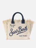 Bolso Vanity Regular blanco de lona con flecos