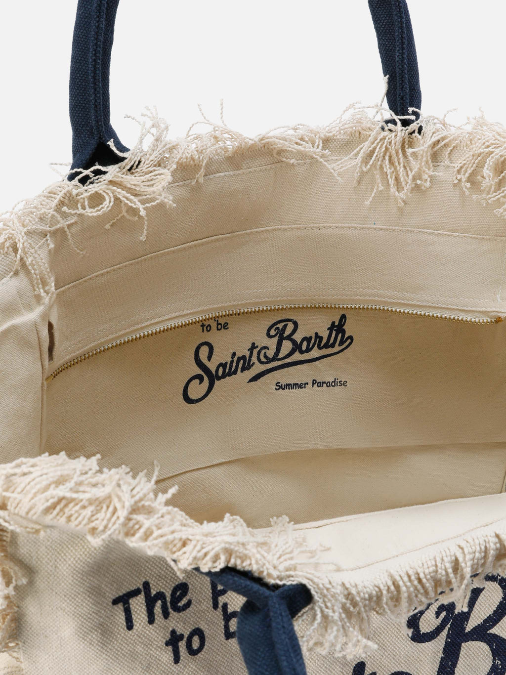 Bolso Vanity Regular blanco de lona con flecos