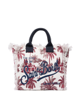 Bolso de hombro Vanity en lona de algodón con estampado toile de Jouy | DISEÑO CO-CREADO POR IA POR RICKDICK - IMPULSADO POR RED-EYE