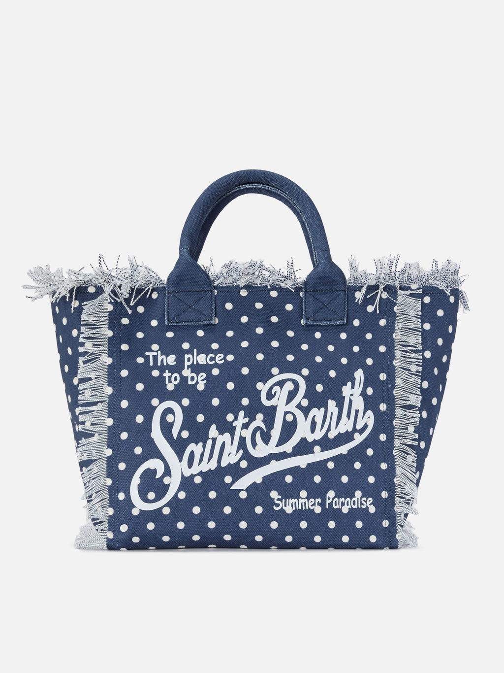 Bolso Vanity de tamaño regular en lona con estampado de lunares