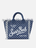 Bolso Vanity de tamaño regular en lona con estampado de lunares