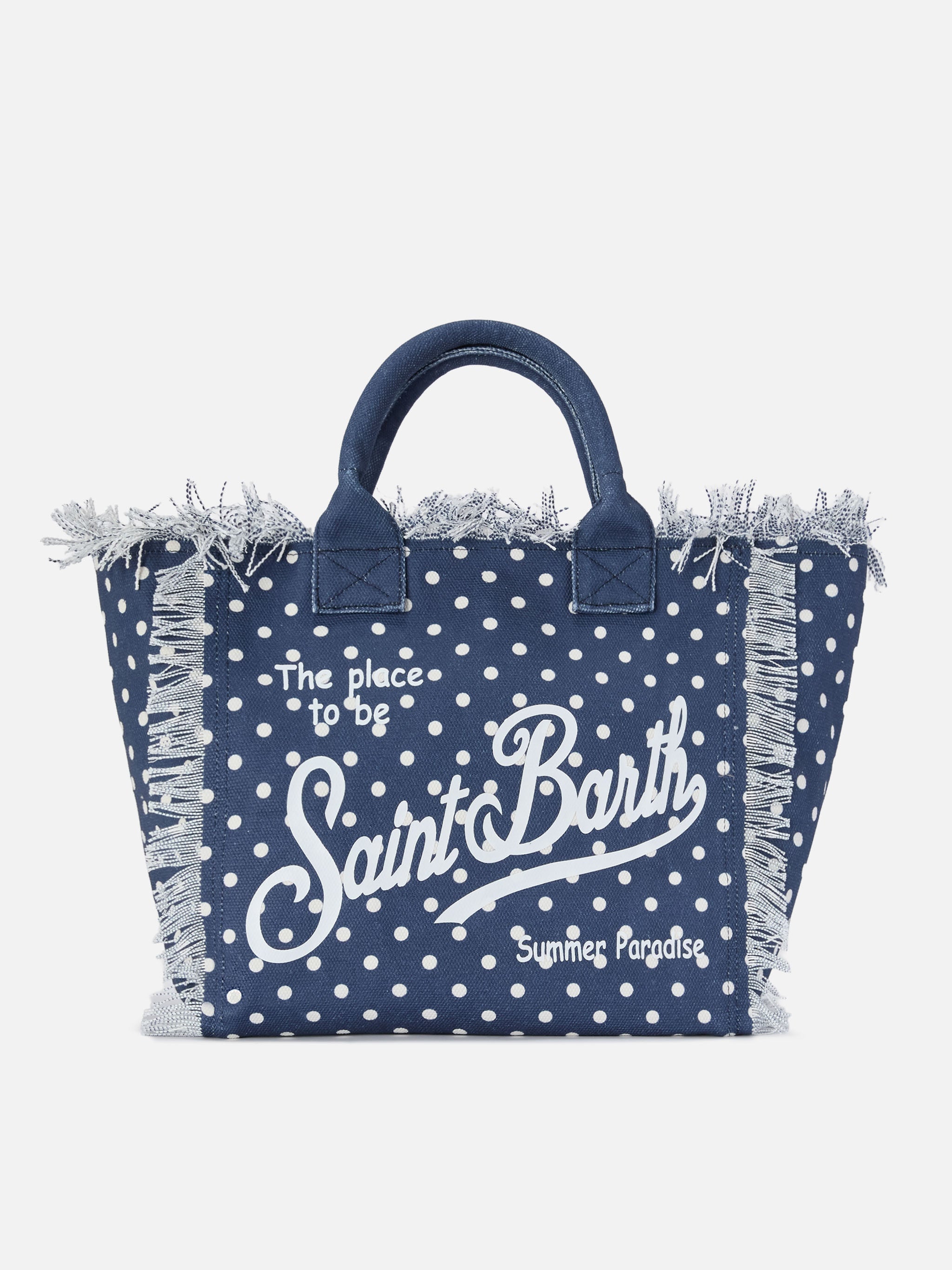 Bolso Vanity de tamaño regular en lona con estampado de lunares