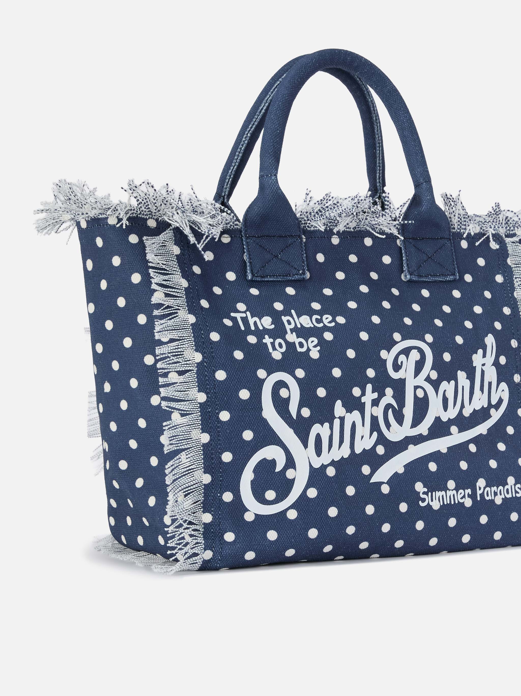 Bolso Vanity de tamaño regular en lona con estampado de lunares