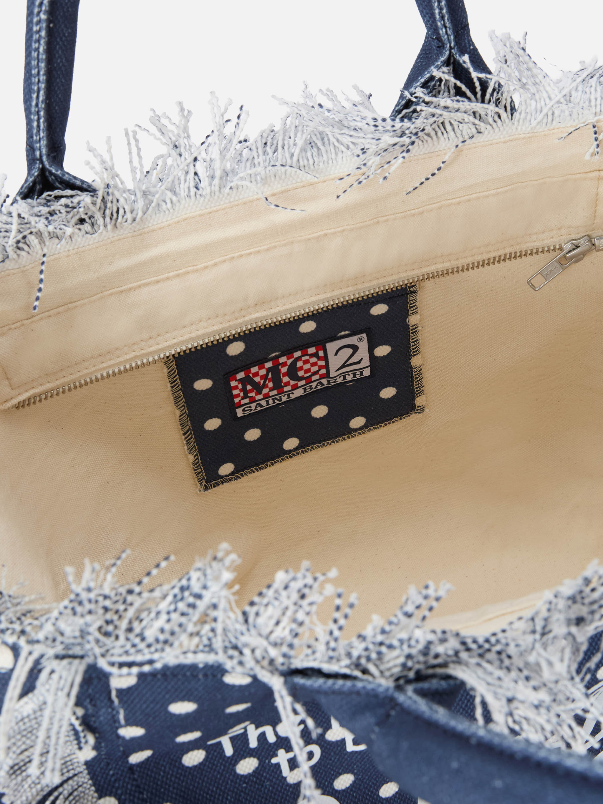 Bolso Vanity de tamaño regular en lona con estampado de lunares