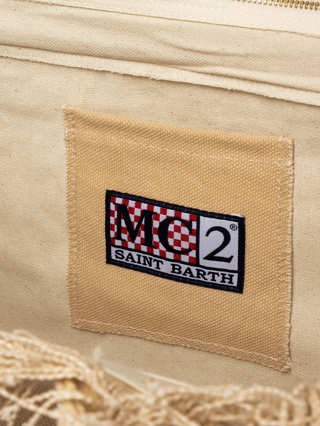 Bolso de hombro Vanity en tela de algodón beige
