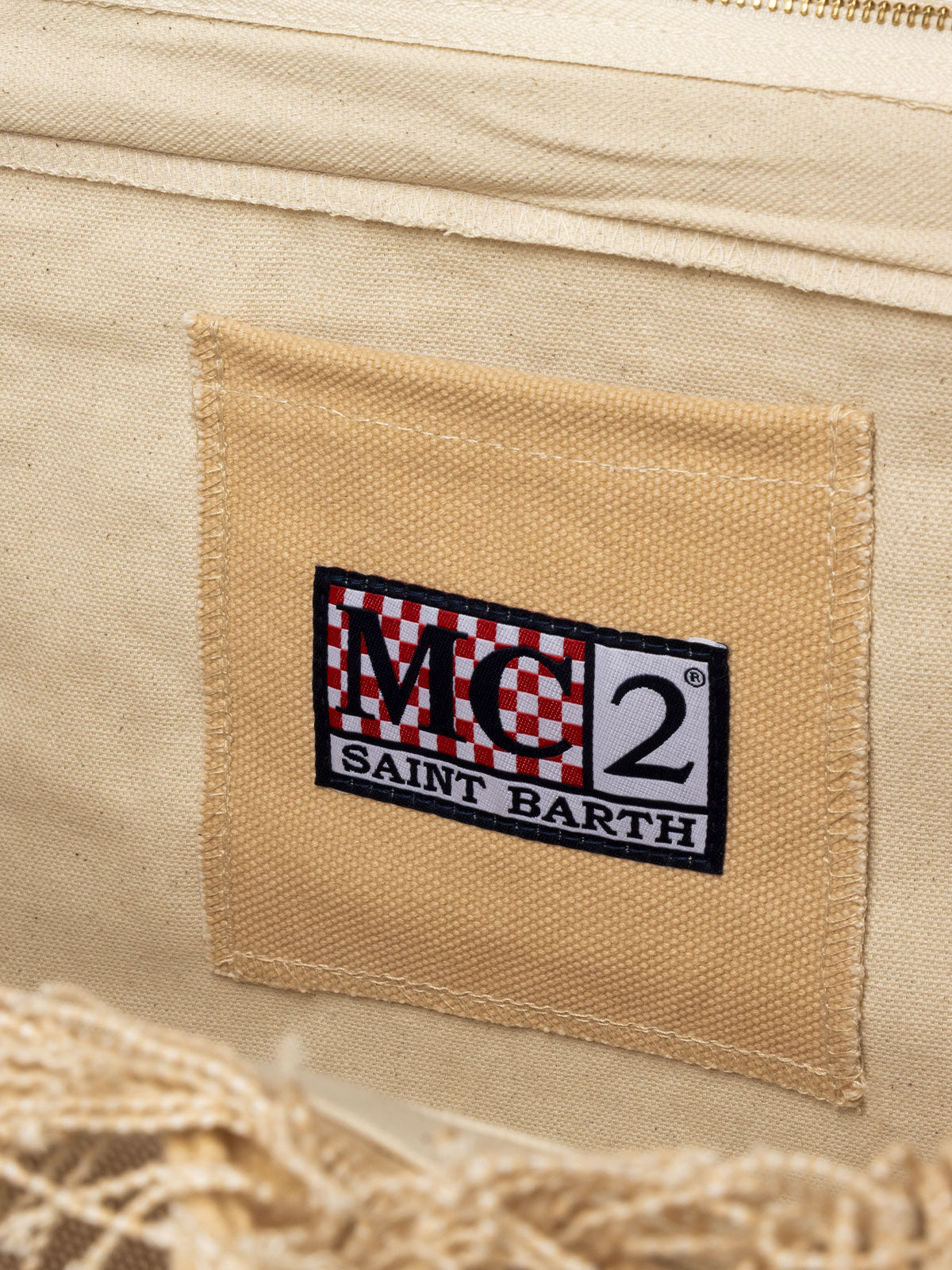 Bolso de hombro Vanity en tela de algodón beige