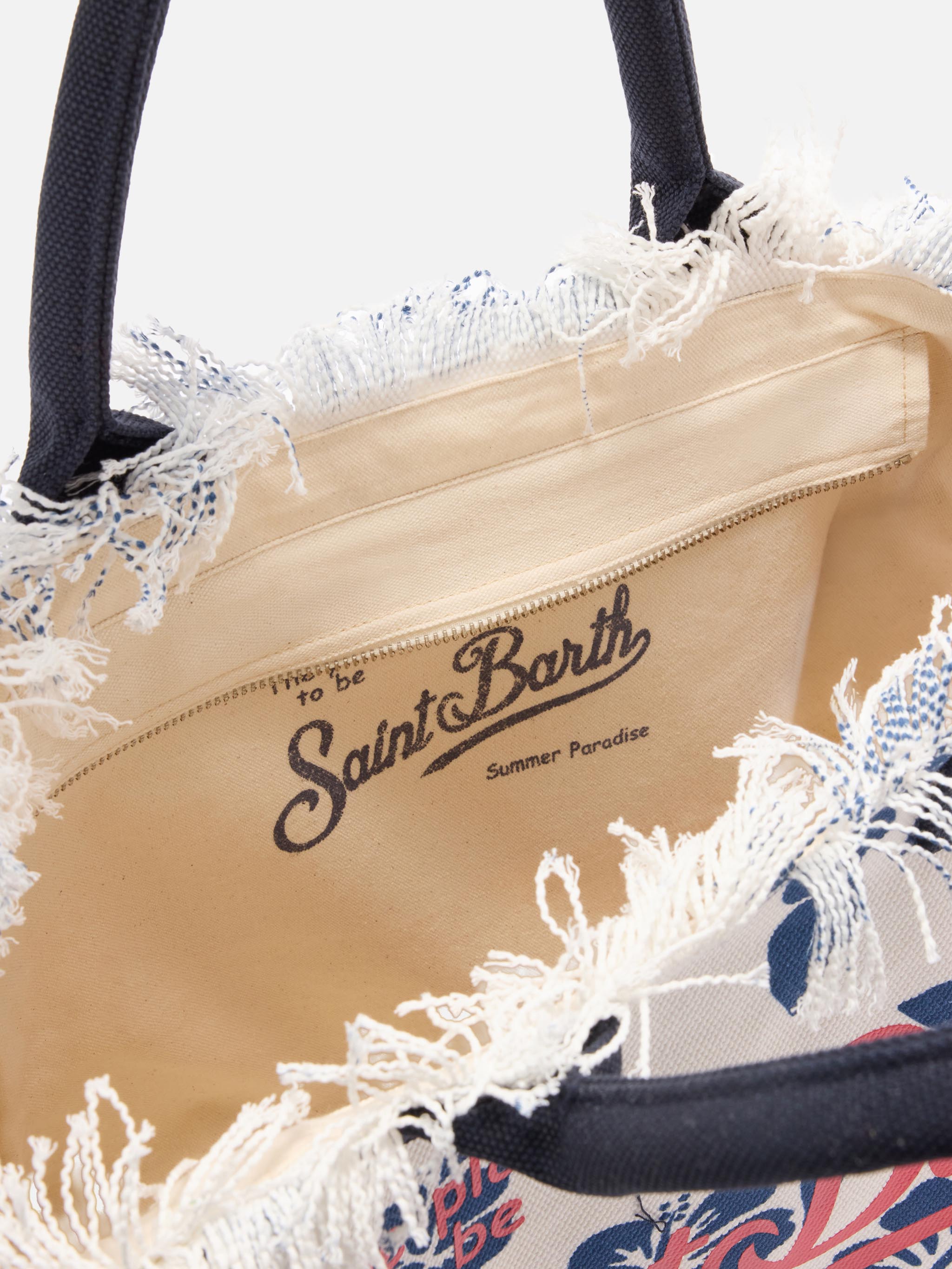 Bolso Vanity de lona de tamaño regular con estampado de hibisco