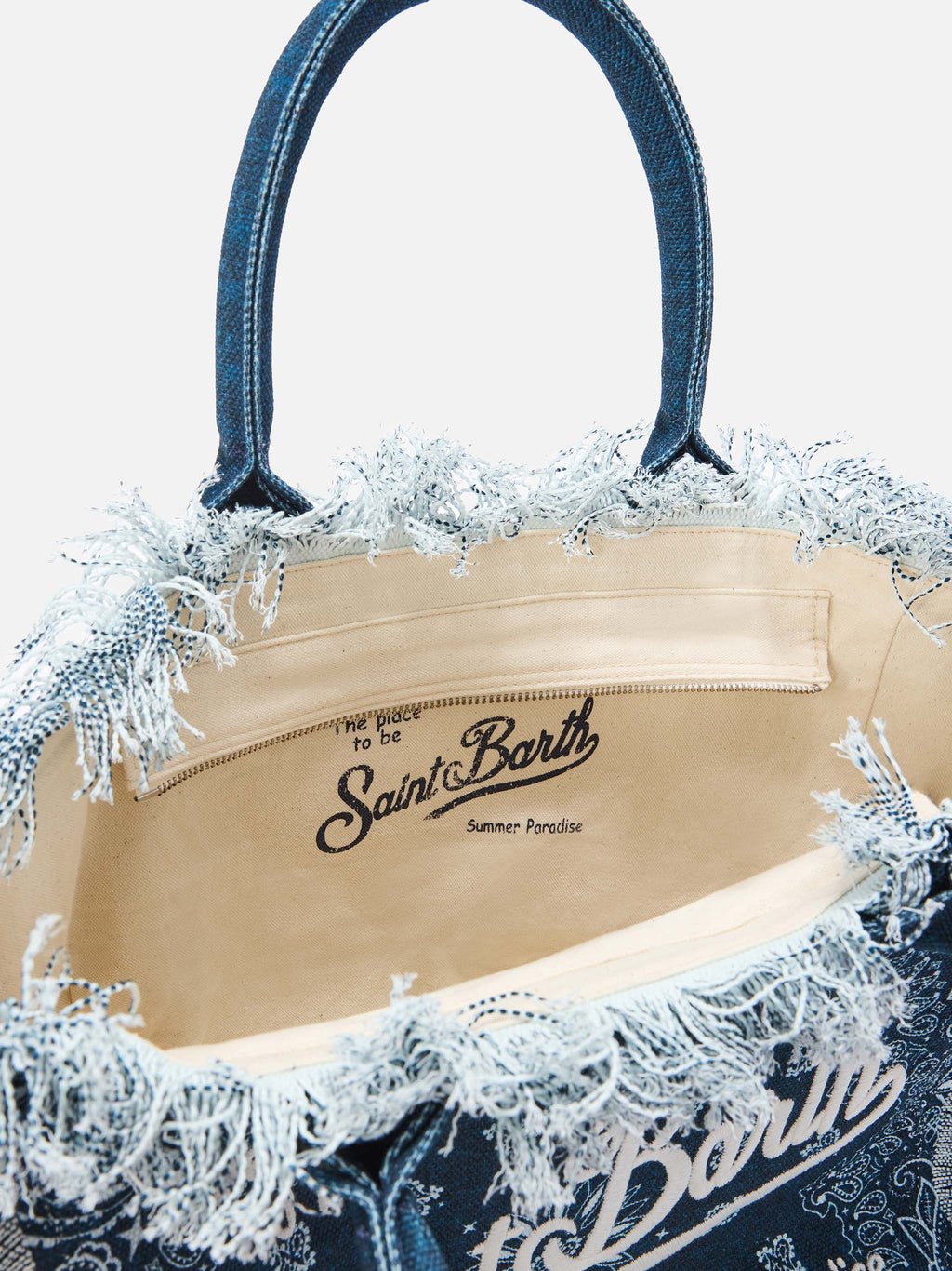Bolso Vanity regular de lona azul cielo con estampado de bandana