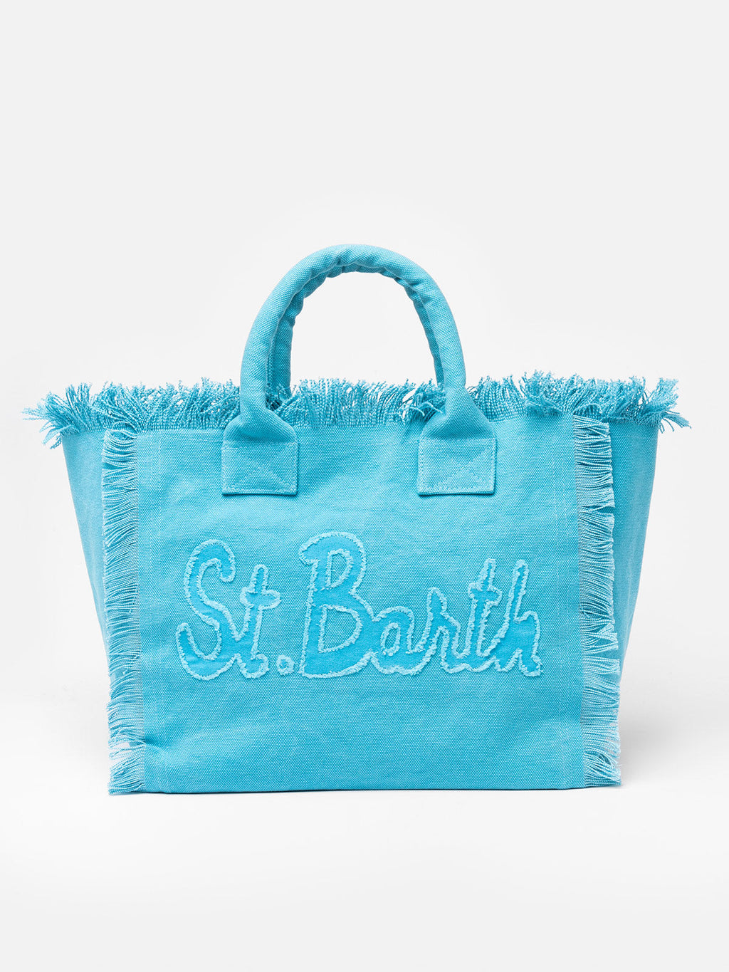 Bolsa tote Vanity en tela de algodón azul celeste con parche con logotipo