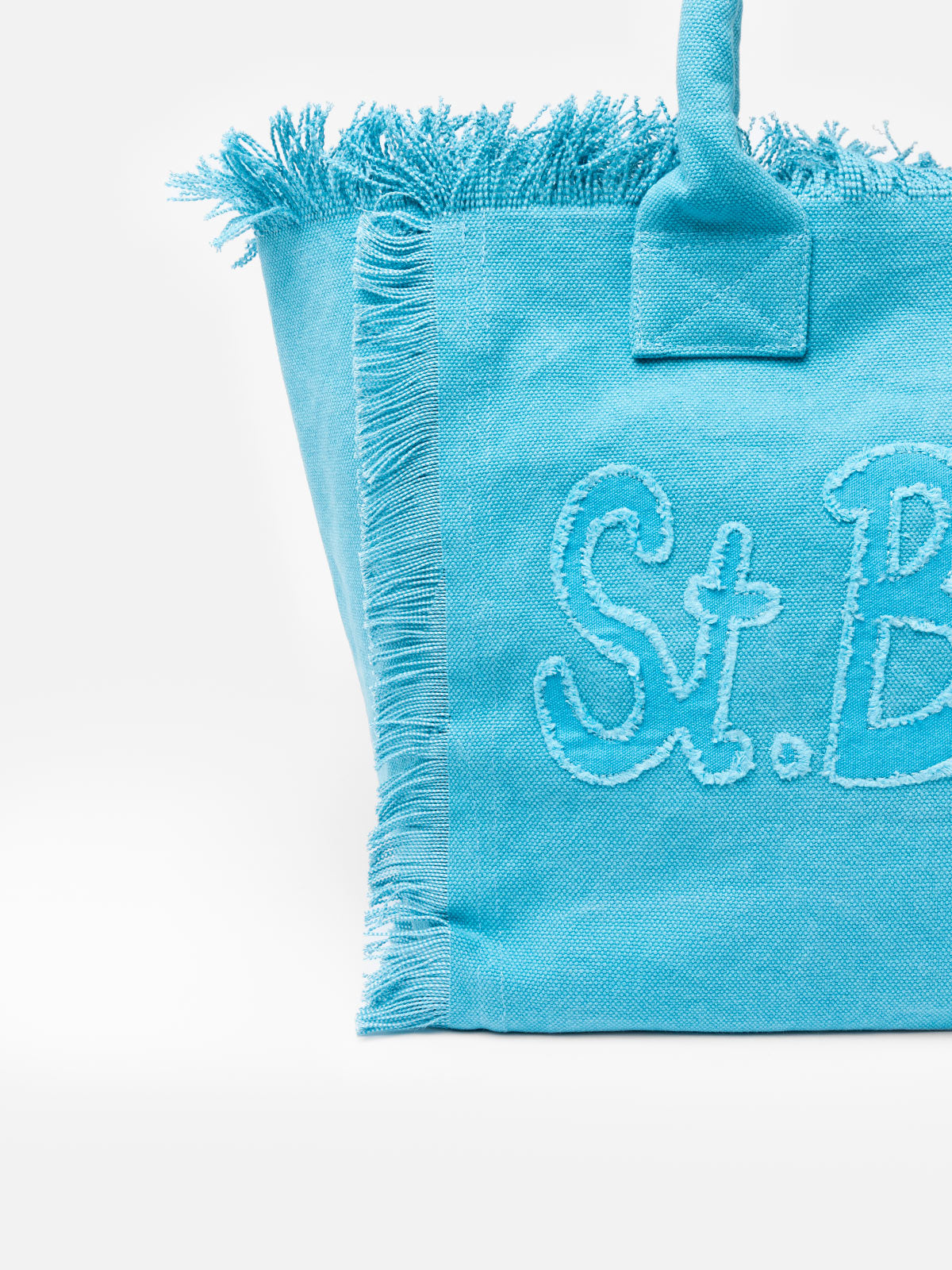 Bolsa tote Vanity en tela de algodón azul celeste con parche con logotipo