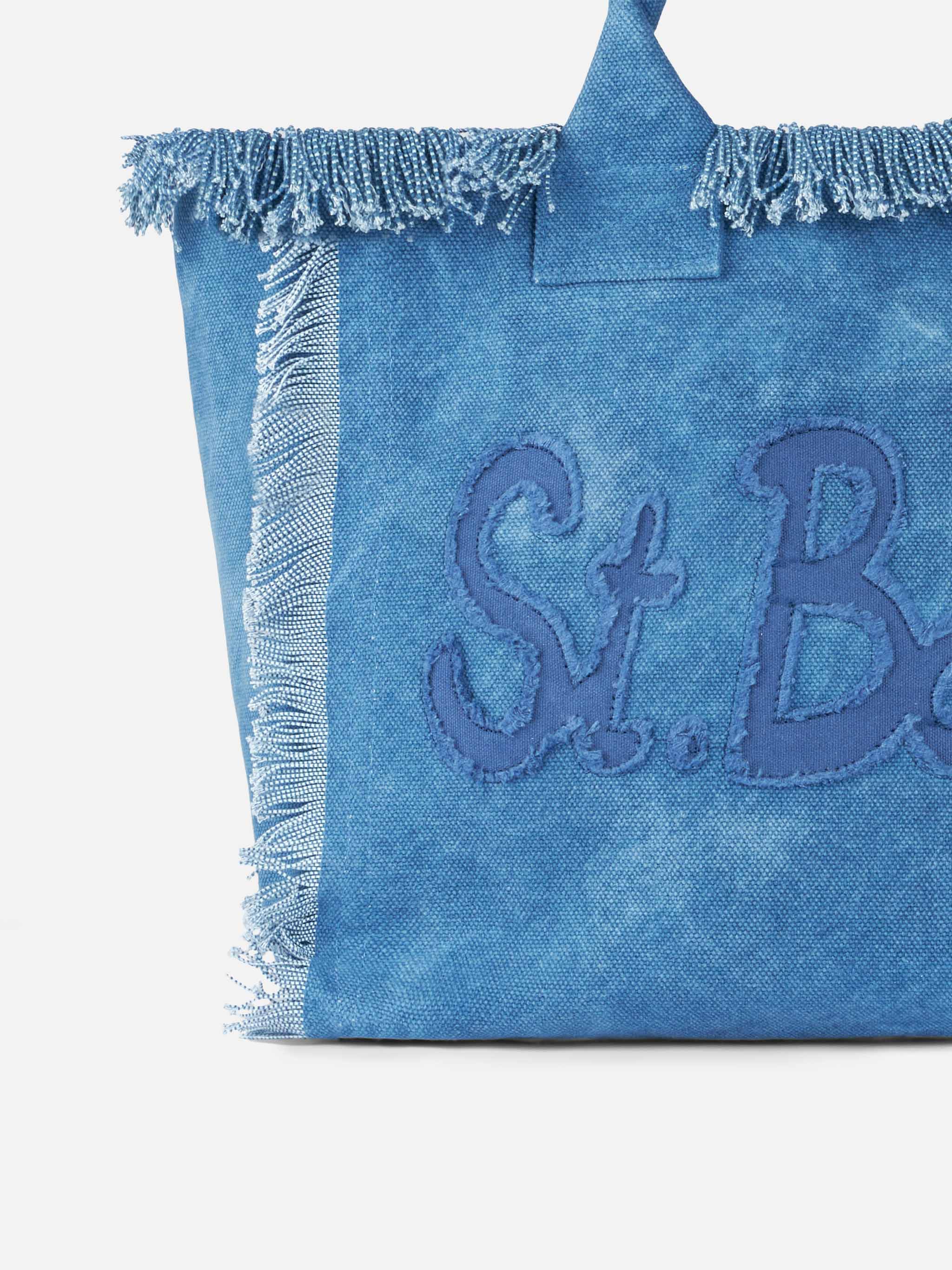 Bolso de hombro Vanity en lona de algodón con parche del logotipo Saint Barth